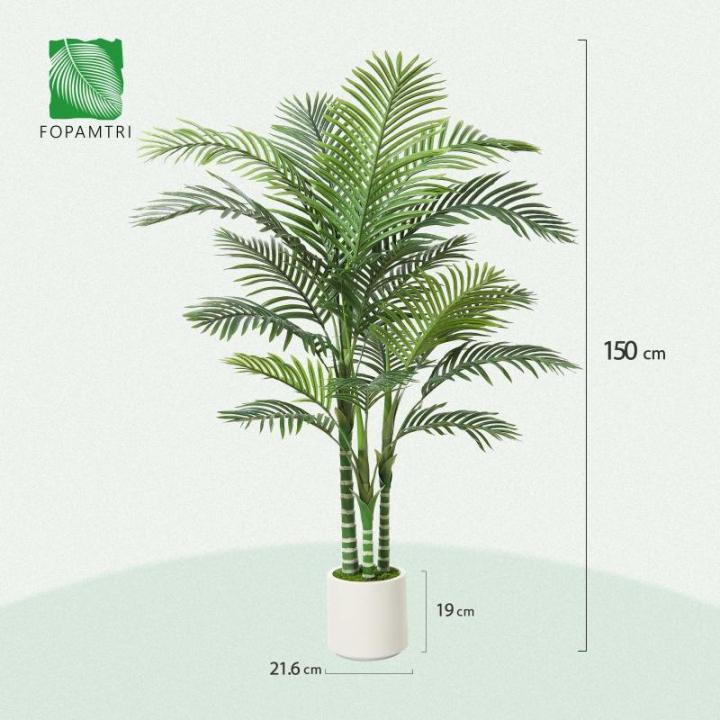 Kunstpalm, 150 cm, grote areca palm in witte pot, , kunstpalm voor huis, woonkamer, slaapkamer, kantoor, balkon, tuindecoratie