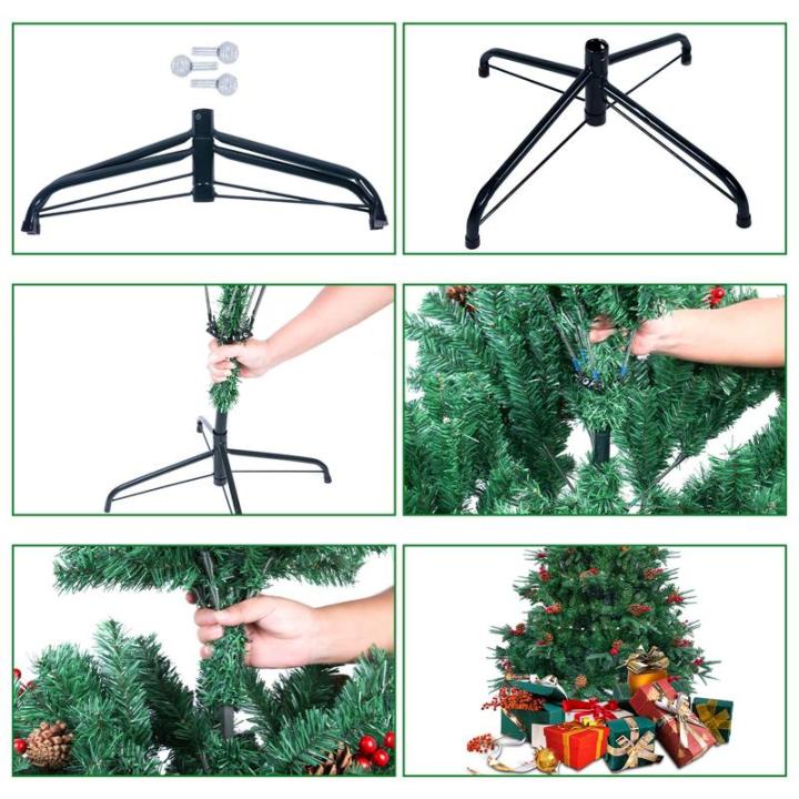 180 cm kerstboom met 15 m 300 leds lichtsnoer, pvc + PE kunstkerstboom met boom 688 takken/53 gemengde dennennaalden/53 rode bessen voor Kerstmis feestelijke decoratie