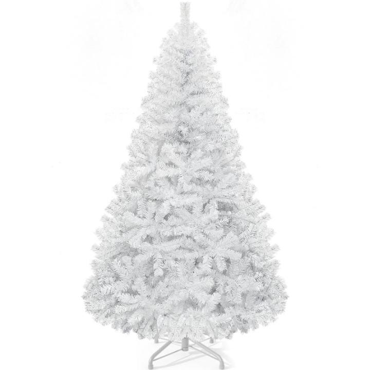 Kunstkerstboom, wit, ca. 818 takken, natuurgetrouw, dichte takken, dennenboom met klapsysteemframe en metalen standaard, snelle montage voor thuis, kantoor, winkels, 183 x Ø 115 c