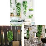 2 Stuks Kunstmatige Hangende Wijnstokken Planten Faux, Muur Hangende Planten Groen, nep Hangende klimop, voor Huis Huis Slaapkamer Tuin Binnen Buiten Hangende Mand Bruiloft Decor