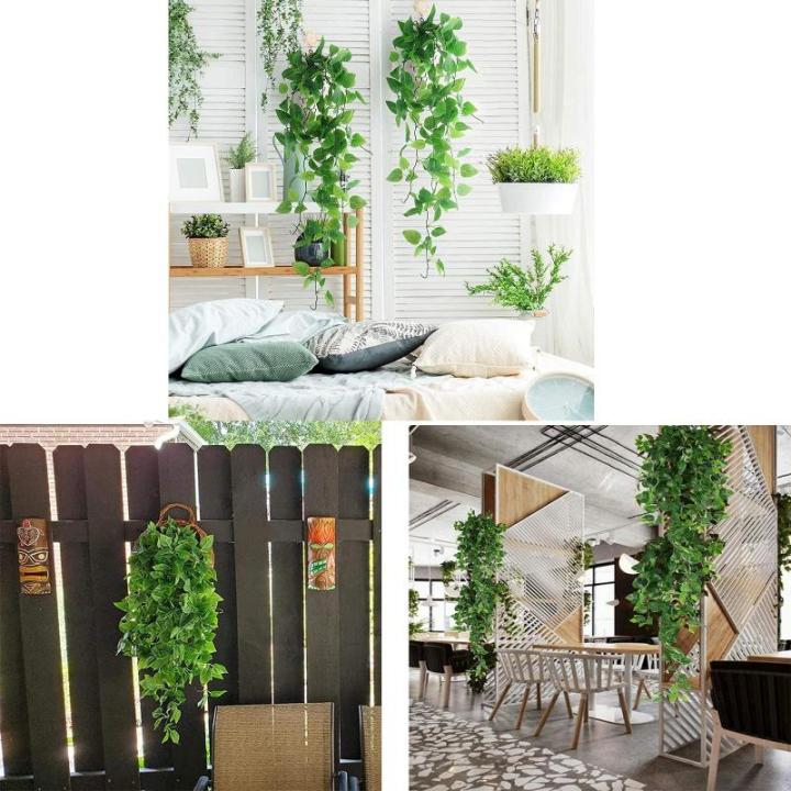 2 Stuks Kunstmatige Hangende Wijnstokken Planten Faux, Muur Hangende Planten Groen, nep Hangende klimop, voor Huis Huis Slaapkamer Tuin Binnen Buiten Hangende Mand Bruiloft Decor