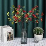 4 Stück künstliche Beerenzweige mit langem Stiel, 60 cm rote Beerenstiele, künstlicher Beerenstrauß für Tischdekoration, Vase, Zuhause, Weihnachtsdekoration, 27.5 Inches