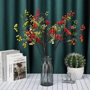 4 Stück künstliche Beerenzweige mit langem Stiel, 60 cm rote Beerenstiele, künstlicher Beerenstrauß für Tischdekoration, Vase, Zuhause, Weihnachtsdekoration, 27.5 Inches