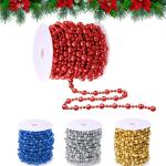 15M Kerstboom kralen guirlande Kerstboom ornamenten kralen lint | Kraaldiameter 8mm & 4mm | Kerstboomketting decoratie (rood)