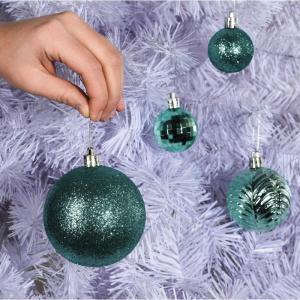 pauwgroene kerstbalornamenten voor kerstversiering - 36 stuks kerstboom onbreekbare ornamenten met ophanglus voor vakantie- en feestdecoratie (combo van 6 stijlen in 3 maten)
