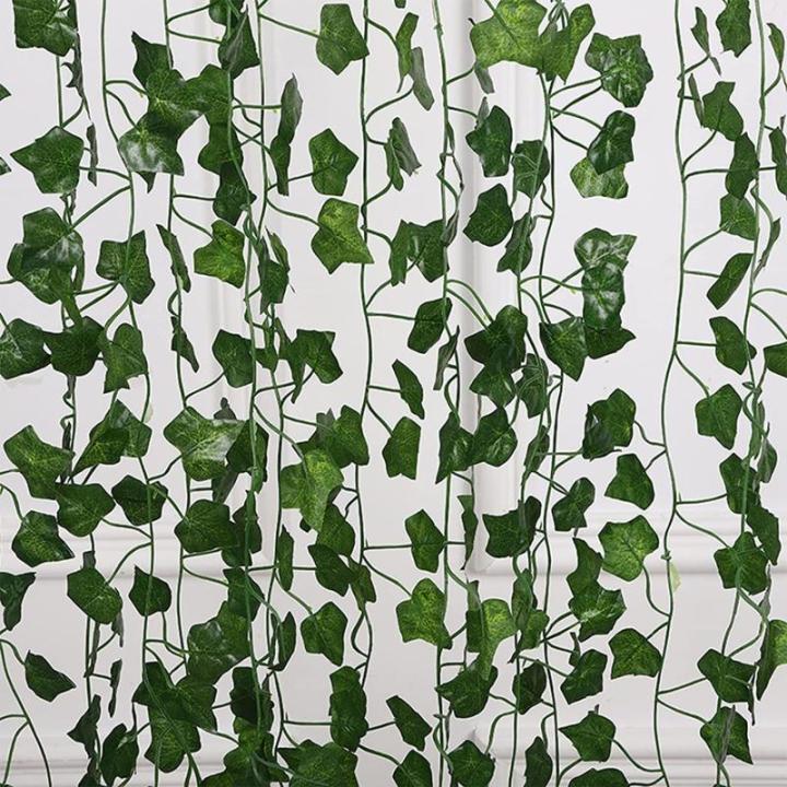 Set van 12 kunstmatige klimopslingers, kunstmatige hangplanten, wanddecoratie, kunstklimop, wijnstokslinger voor woonkamer, slaapkamer, tuin, aangrenzend