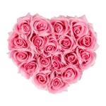 Rozenbox hart, 18 rozen, stevige bloemenbox, zwart, 10 jaar houdbaar, cadeau-idee, decoratieve bloemenbox, roze, 13 x 21 x 19 cm