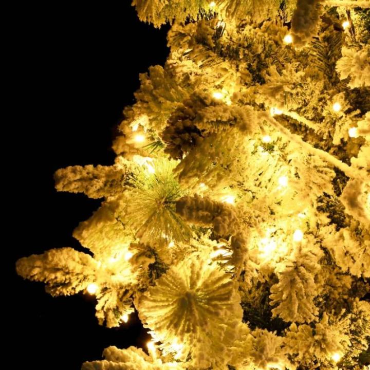 Weihnachtsbaum mit Beleuchtung Schnee und Zapfen 225 cm PVC&PE Christbaum Dekobaum Kunstbaum mit Ständer Tannenbaum Weihnachten Künstlicher Weihnachtsbaum für Weihnachtsdeko