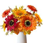 Kunstzonnebloemen, decoratie, kunstbloemen, 8, oranje, 40 cm