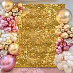 Schimmernder Wandhintergrund – Glänzende goldene Pailletten, 24 Paneele, Glitzer-Bling-Hintergrund, Dekorationen, 3D-Wandpaneel für Party, Geburtstag, Hochzeit, Verlobung, Jahr