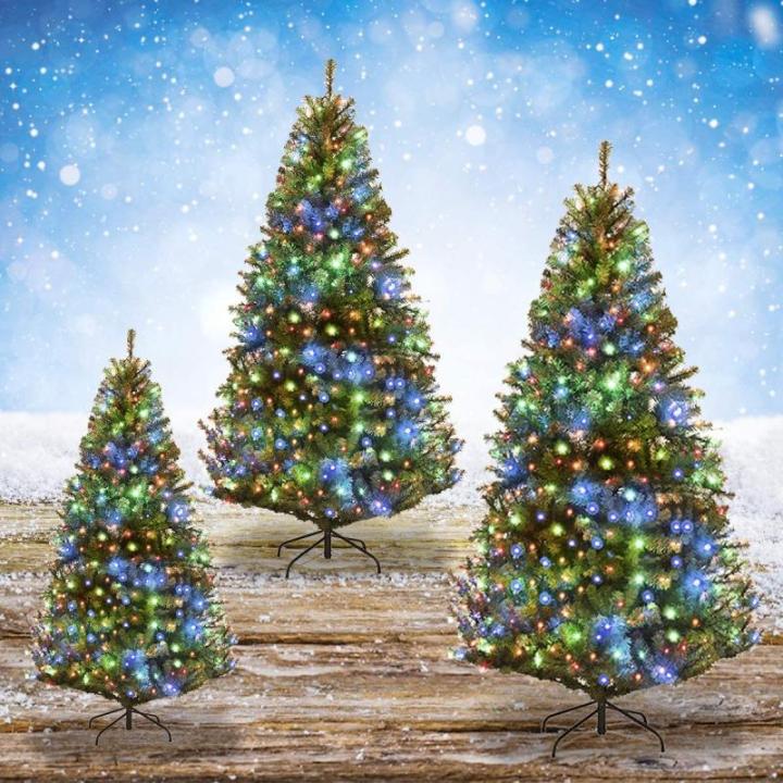 Kunstkerstboom met verlichting, 11 lichtmodi, 180 cm dennenboom met 1000 punten, snel op te zetten klapsysteem, kerstboom incl. metalen standaard