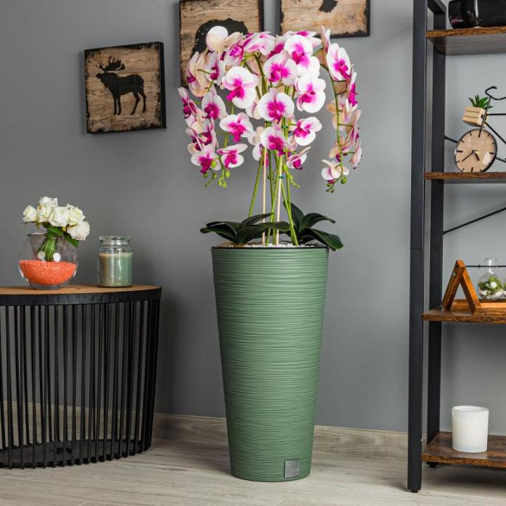 Künstliche Orchidee Kaskaden Blumenstrauß Creme und Rosa im Topf Wandgrün H 110 cm Heimbüro Dekoration, Kunstpflanze Orchidee, Kunstblume, Künstliche Orchidee im Topf