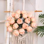 10 stuks kunstrozen, gepoederd, 50 cm in hoog, enkele roos, lange steel, namaakbloem, zijden bloesem, roos, realistische bloem voor tafel, kantoor, feest, bruiloft, woondecoratie (