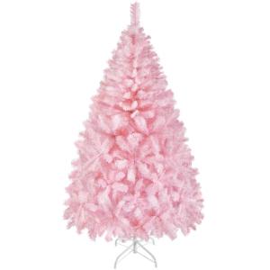 Kunstkerstboom, 154 cm, roze, dennenboom met 398 takken, opvouwbare metalen standaard, herbruikbare kerstboom, kunstboom voor kerstdecoratie