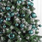 pauwgroene kerstbalornamenten voor kerstversiering - 36 stuks kerstboom onbreekbare ornamenten met ophanglus voor vakantie- en feestdecoratie (combo van 6 stijlen in 3 maten)