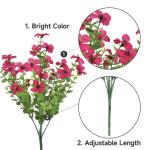 Kunstbloemen, 8 bundels voor buiten, uv-bestendig, kunstbloemen, vervaagt niet, groene kunstplant, tuin, veranda, raam, box, kantoor, struiken, decoratie, roze