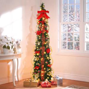 180 cm pop-uppotlood, kunstkerstboom met verlichting, opvouwbare kunstkerstboom met 100 warmwitte en meerkleurige lampen, 11 lichtmodi, eenvoudige montage