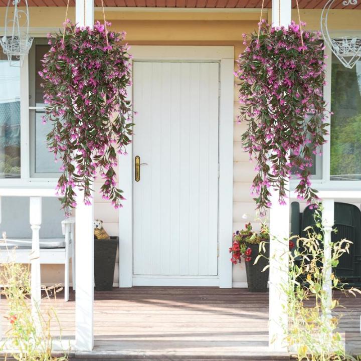4 stuks , hangende kunstbloemen, decoratie, kunstklimop, kunstbloemen, hangplanten, kunstbloemen als echte vines, voor tuin, balkon, decoratie, rozerood