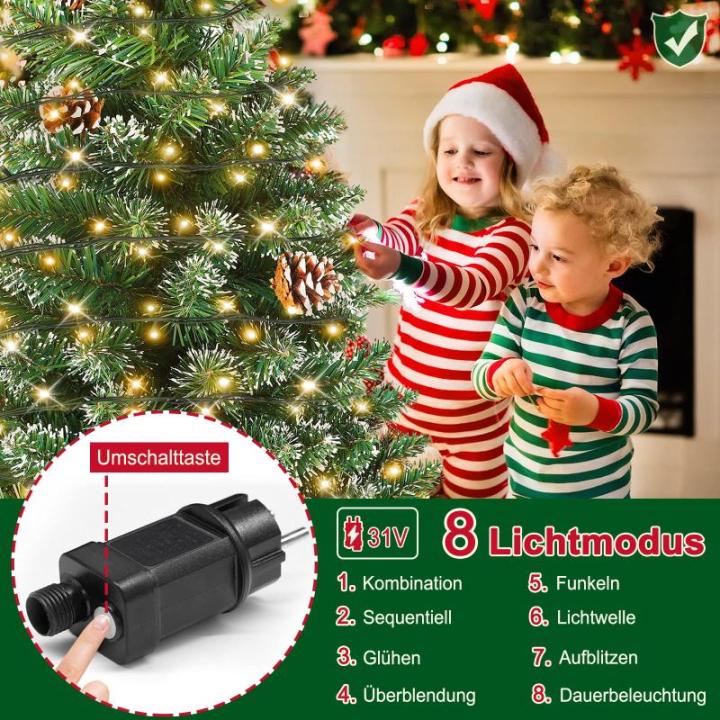 Kunstkerstboom met verlichting, 150 cm, pvc, kunstkerstboom met 180 leds en standaard, kunstkerstdecoratie, met sneeuw en dennenappels