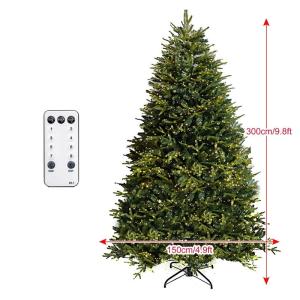 Weihnachtsbaum mit Lichtern, Tannenbaum Künstlich, Dichten Zweigen Und Faltbarem Ständer, Weihnachtsbaum for Zuhause, Büro, Party-Dekoration, Einfache Montage(300cm/9.8ft)