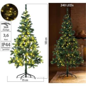 Kerstdecoratie: kerstboom met vloerstandaard, 180 cm, 364 takken, 240 leds (kunstkerst led, dennenboom)