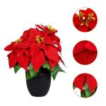 Poinsettia Kunstkerstster in zwarte pot, 30 cm, kunstbloem poinsettia in natuurgetrouwe replica, kerstbloem, decoratieve plant, zijdebloem, kunstplant, winterbloem met fluweelachti