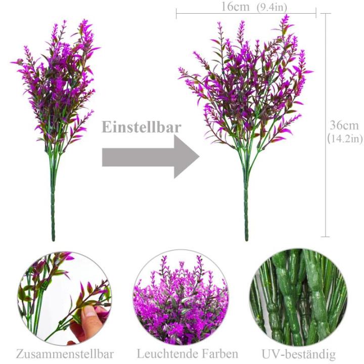 voor buiten, 12 bundels lavendel, , weerbestendige balkonplanten, kunstplanten, struiken voor buiten, binnen, balkon, balkonbak, bloembak, fuchsia