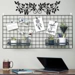 2 stuks metalen boomblad wanddecoratie wijnstok olijftak blad muurkunst ornament muur opknoping bord voor boven deur, woonkamer, kantoor, binnen en buiten decoratie (zwart)