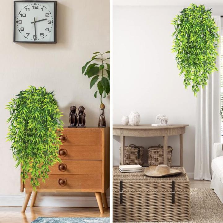 4 stuks , hangende , , plastic groene plant, hangende plastic planten voor binnen en buiten, balkon, bruiloft, tuin, wanddecoratie, bamboebladeren, 80 cm