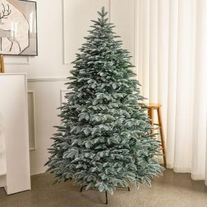 Immergrüner künstlicher Weihnachtsbaum mit gemischten PE- und PVC-Zweigspitzen, Metallständer im Lieferumfang enthalten, einfach zu falten für Familientreffen und Feiertagsfest