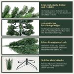 Kunstkerstboom Slim 210 cm, dennenboom met handschoenen en metalen standaard, potlood kerstboom met 818 pvc-punten, groen