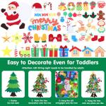 Vilten kerstboom voor kinderen, doe-het-zelf kerstboomko 50 stuks, afneembare ornamenten, kerstman, sneeuwpop, snoep, sokken, geschenken, wanddecoratie, deur (50 stuks)