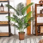 Künstliche Areca Palme 140 cm Fake Palm Tree 15 Stämme Faux Tree für Indoor Outdoor Modern Decor Feaux Dypsis Lutescens Pflanzen im Topf für Home Office (1 Stück)