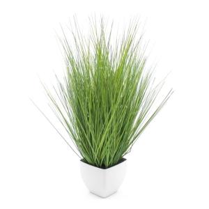 Isolepsis Kunstplant met witte bloempot, kunstplant, kamerplant, decoratieve plant, kunstbloemen, , 80 cm, groen