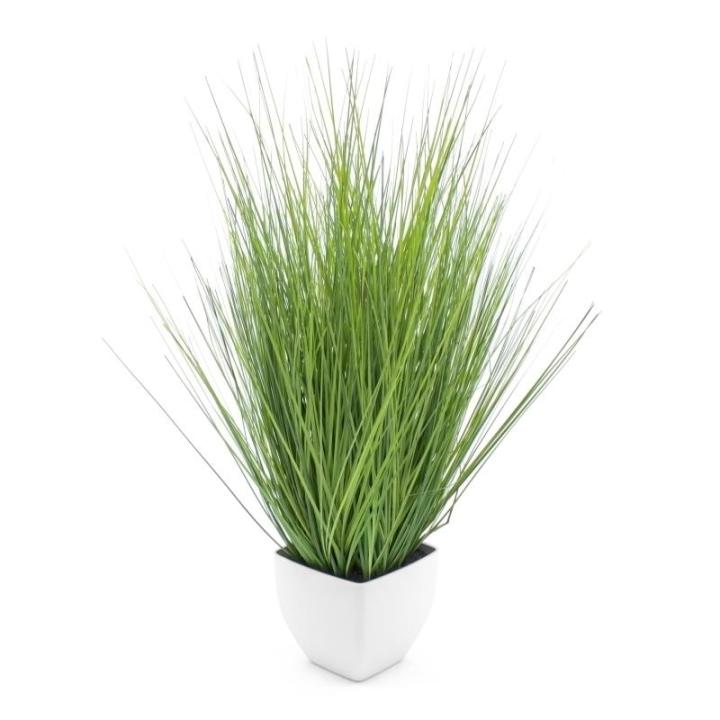 Isolepsis Kunstplant met witte bloempot, kunstplant, kamerplant, decoratieve plant, kunstbloemen, , 80 cm, groen