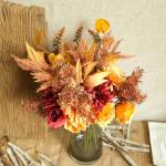 Kunstbloemen, hortensia, , decoratieve zijden bloemen, boeket, kunstbloemstukken, bruiloft, kamerdecoratie, herfstrood