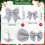 1 + 4 stuks zilveren strikken Kerstmis kerstboom strikken glitter kerstboomversiering voor familiefeesten feestdecoratie voor Kerstmis vakantie bruiloft feesten (2 maat)