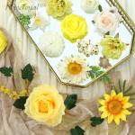 Künstliche Blumen Combo gelbe Blumen Mix Seidenblumen gefälschte Rosen mit Stielen für DIY Hochzeit Brautsträuße, Babyparty, Blumenarrangement, Tischdekoration, Heimdekoration