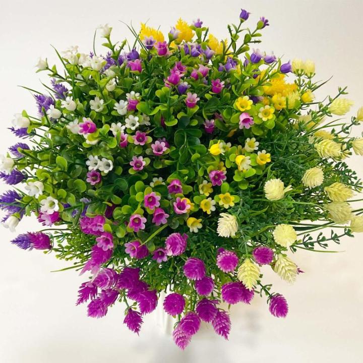 12 bundels voor buiten, uv-bestendige voor buiten, , balkonplanten, weerbestendig, duurzame plastic bloemen, net echt voor buiten, balkon, tuin