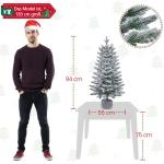 94 cm mini-kunstkerstboom met sneeuw, ingepot dennenboom met 50 leds in warm wit en 355 takpunten, met sneeuw bedekte kleine kerstboom