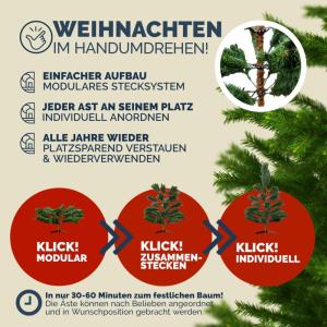 Kerstboom Premium kunstmatig XL 180 x 110 cm kerstboomstandaard hout natuurgetrouw dichte takken spuitgegoten PVC mix Kerstmis dennenboom groen