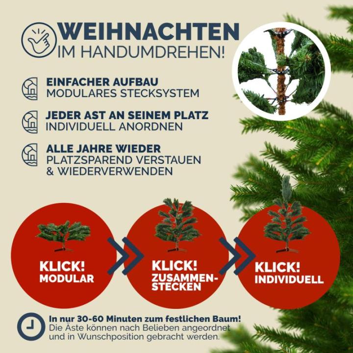 Kerstboom Premium kunstmatig XL 180 x 110 cm kerstboomstandaard hout natuurgetrouw dichte takken spuitgegoten PVC mix Kerstmis dennenboom groen