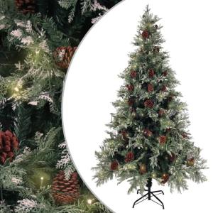 Weihnachtsbaum mit Beleuchtung und Kiefernzapfen 195 cm PVC&PE, Tannenbaum Künstlich, Christmas Tree, Tannenbaum Deko, Weihnachtsbäume, Christbaum - 3094565