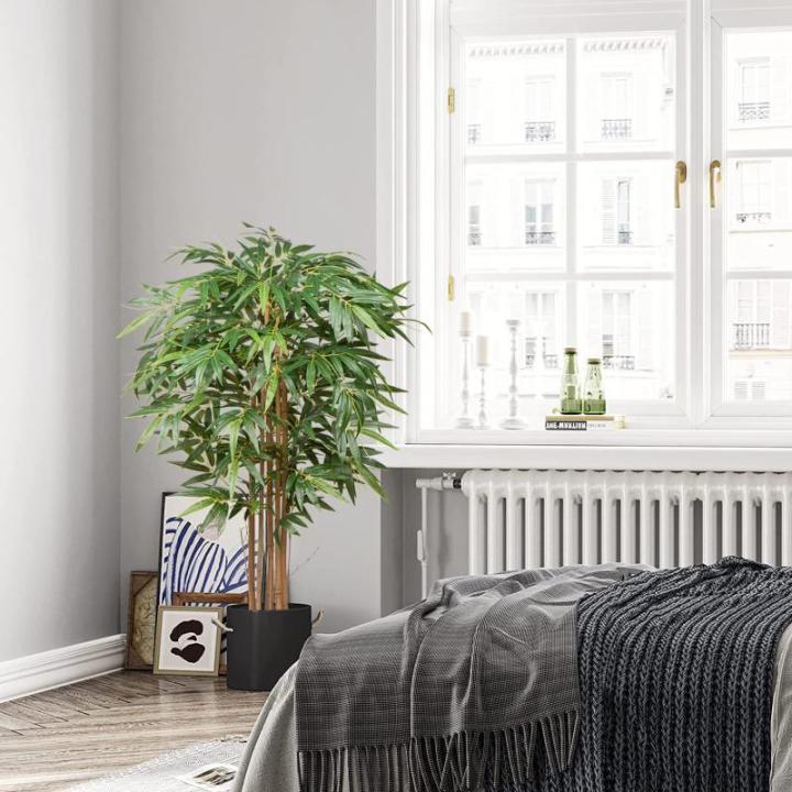 Bamboeplant, , groot, kunstboom, groot, 150 cm, kamerplant, kunstplant met 768 bladeren, grote , decoratieve ambus,
