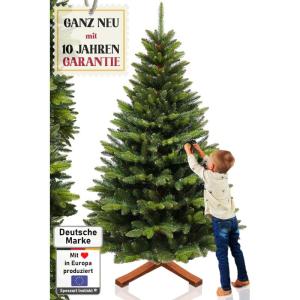 Kunstkerstboom, 150 cm, natuurgetrouwe replica met spuitgietelementen, kunstkerstboom met massief houten standaard, kunstdennenboom, (groen, 150 cm)