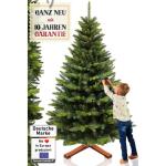 Kunstkerstboom, 220 cm, natuurgetrouwe replica met spuitgietelementen, kunstkerstboom met massief houten standaard, kunstdennenboom, (groen, 220 cm)
