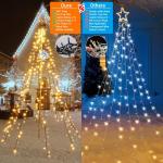 Kerstverlichting met ring en sterren, 10 slingers van 2,1 m, 450 leds, kerstboomlichtketting voor buiten, met afstandsbediening, 8 modi, dimbaar, warmwit, voor gazon en tuin