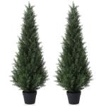 , grote cederboom, 125 cm, als echt in pot, kunststof, buitendecoratie, verpakking van 2 stuks
