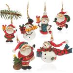 6x metalen voor de kerstboom - kerstboomversieringen van metaal - kerstversieringen met sneeuwpop en kerstman (6 stuks - Kerstman + sneeuwpop - klein)