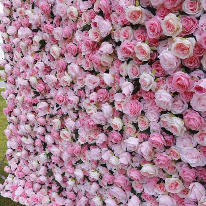 Rosa Rosensimulationsblumenwand-Hintergrundwand, Hochdichte 5D-Stoffbasis-Simulationsblumenwand, Outdoor-Event-Dekoration Für Fotohintergrund Home Party Hochzeitshintergrund(6.56f